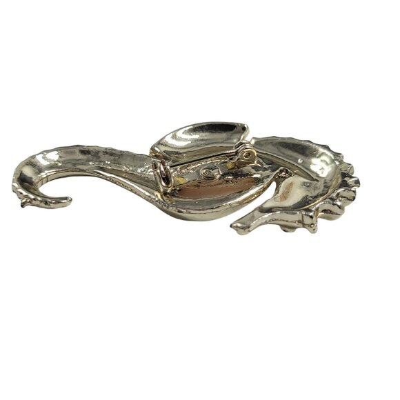 Vtg Seahorse Brooch Pink Belly Silver Tone 2.25" Sea Nautical Animal Beach Gift - Picture 9 of 9